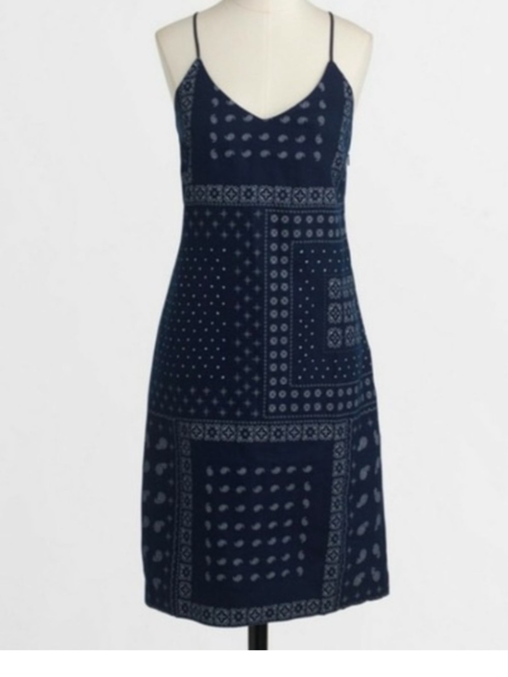 J. Crew Navy Bandana-Print Slip Mini Dress